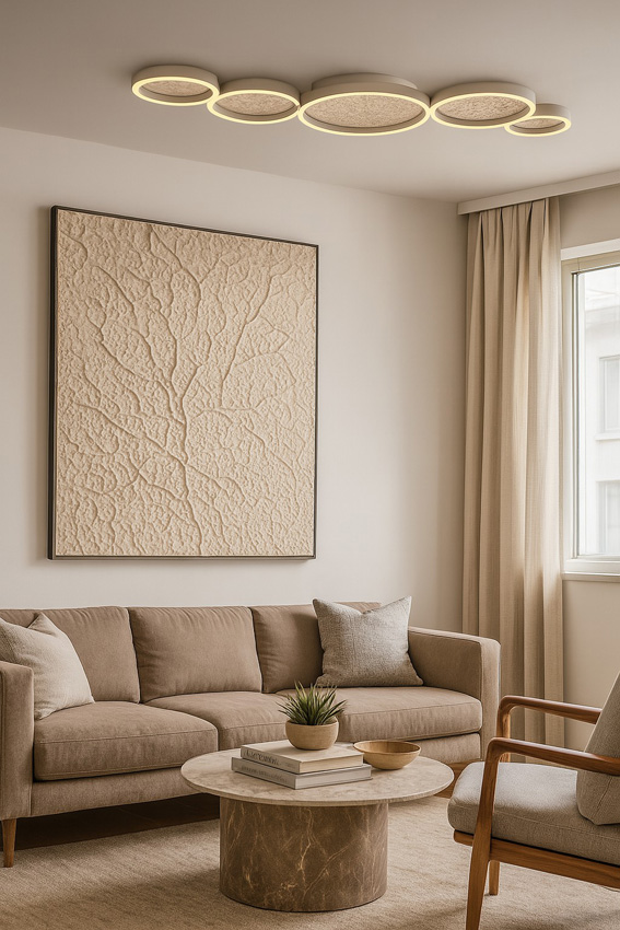 Plafonnier - sable - 136x42cm - dimmable - LED - 1x72W - 3000K