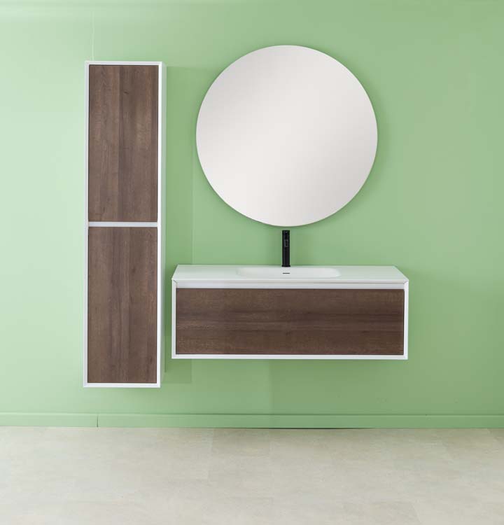 Meuble de salle de bains Ace suspendu avec lavabo simple blanc mat 120cm