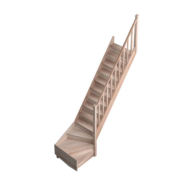 Escalier fermé hêtre Hamburg avec quart tournant bas droite avec rampe