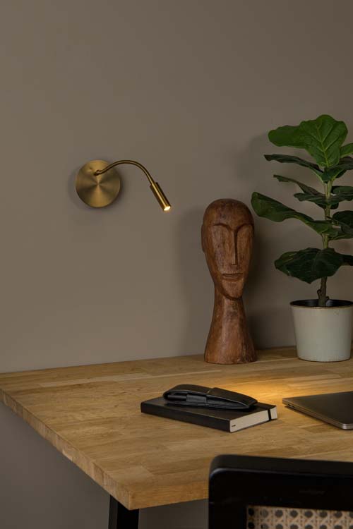 Lampe de lit/Applique - or mat/laiton - Ø11cm - LED 1x2W - 3000K - magnétique - rechargeable