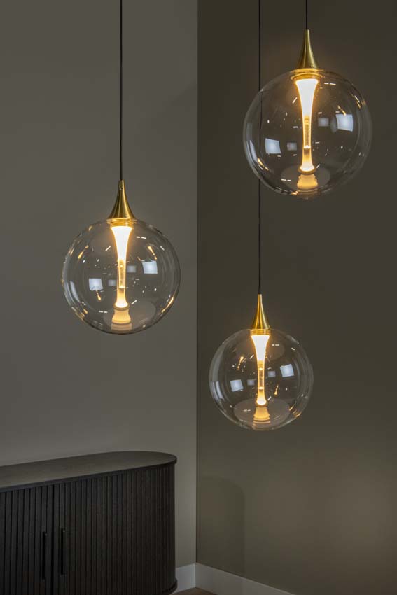 Lucide GISELA - Hanglamp - Ø 36 cm - LED Dimb. - 3x4,3W 2700K - Transparant