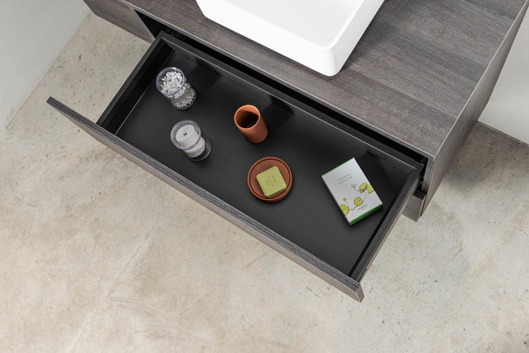 Badkamermeubel Dotan donkere eik 900 mm opbouwtablet melamine