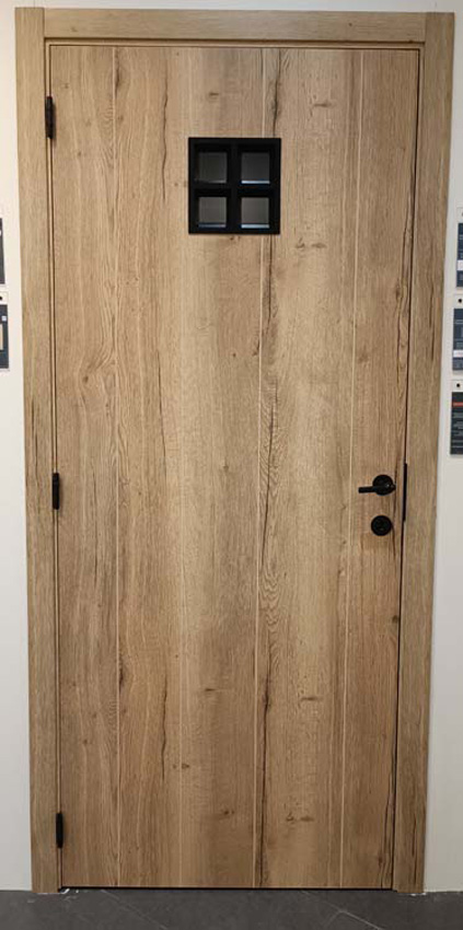 Porte intérieure complète Realwood Oak 4500 verre clair 201,5x93cm tubulaire réversible + châssis noir 20cm
