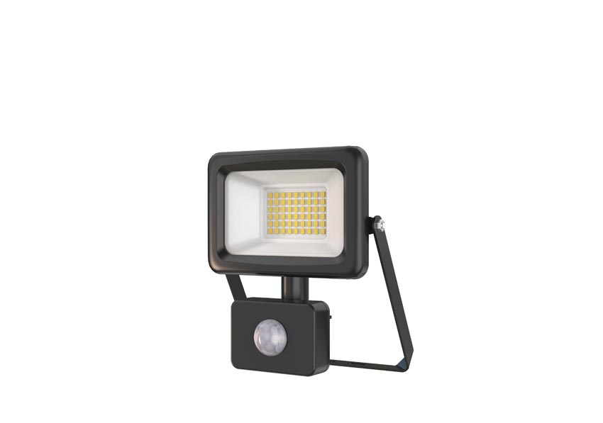 Projecteur - Noir - LED - 1x20W - 4000K - 2600lm - IP65 + capteur