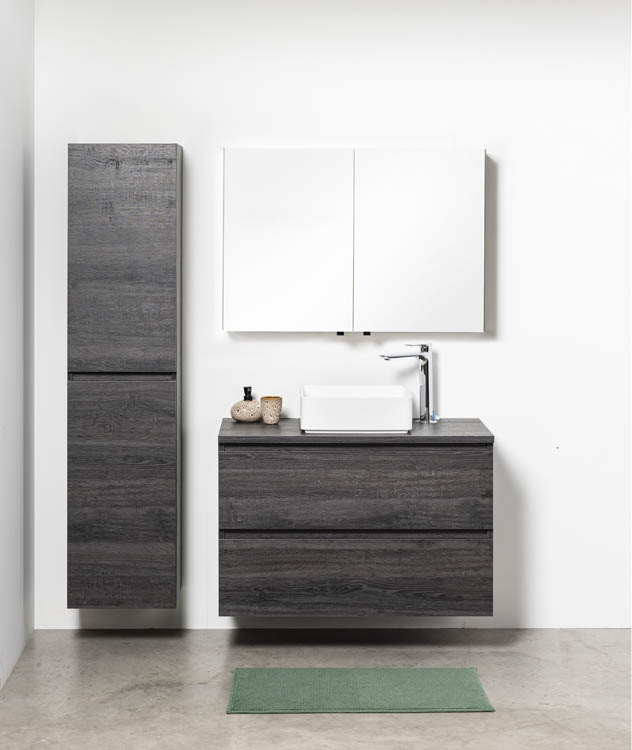 Badkamermeubel Dotan donkere eik 1200 mm opbouwtablet melamine