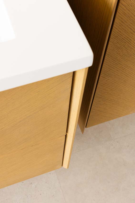 Meuble de salle de bains Waldorf chêne suspendu avec lavabo double en solid surface 120cm