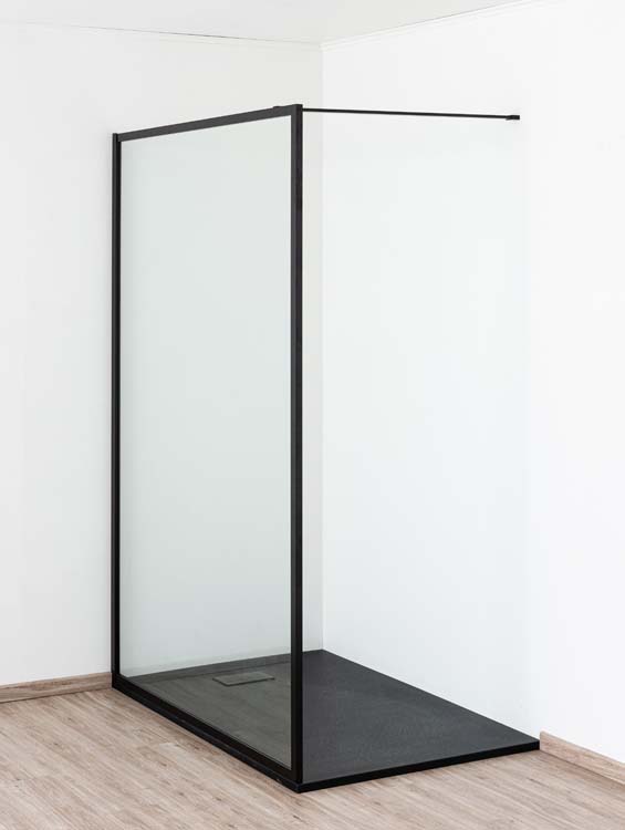 Paroi de douche Umi profile noire 100x200cm avec barre