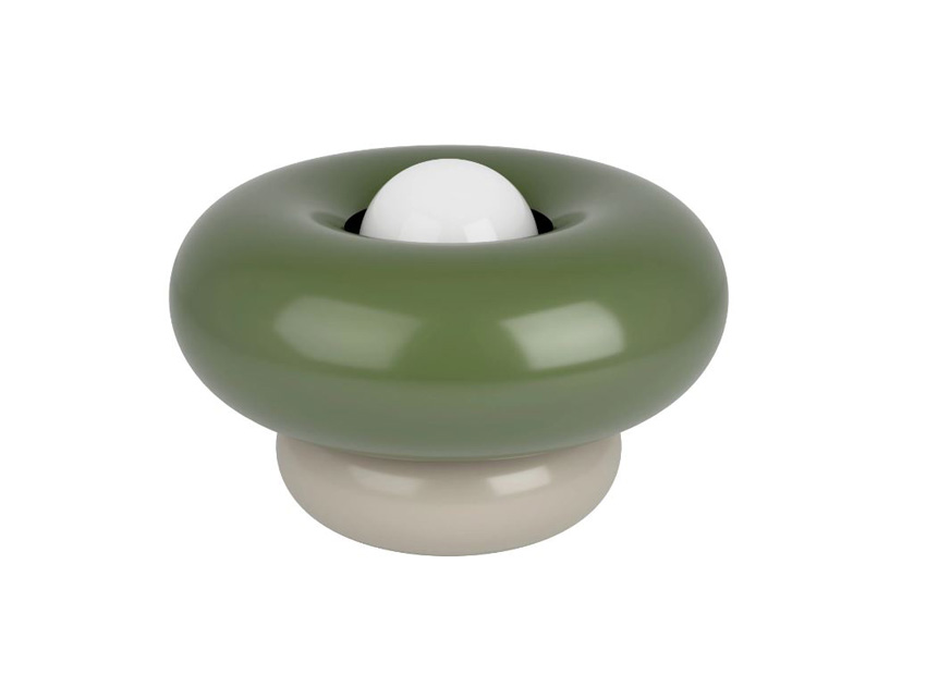 Lampe de table - vert/beige - Ø25x15cm - dimmable - E27 - 1x60W