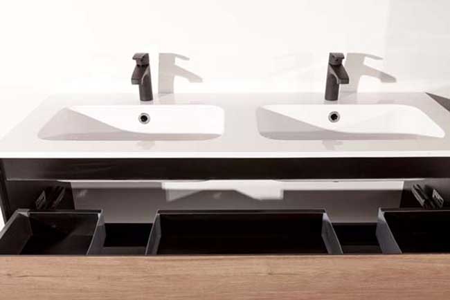 Badkamermeubel Molly houtlook hangend met dubbele wastafel mat wit 120cm
