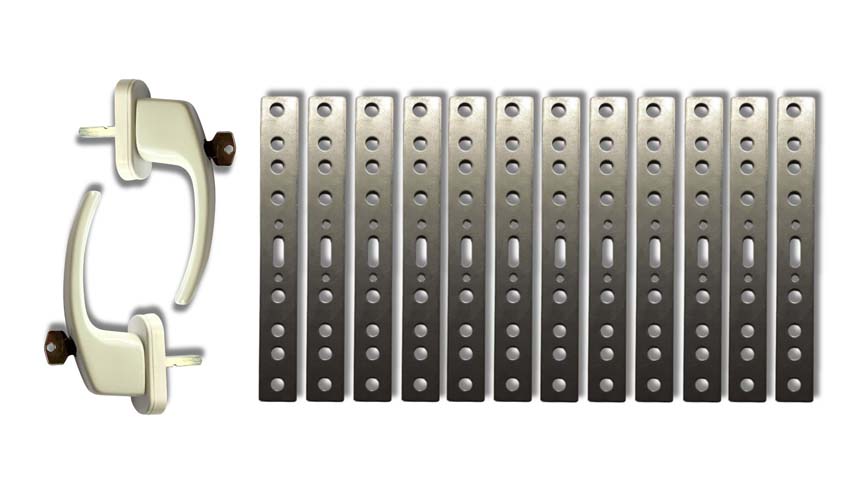 Accessoires fenêtre pvc Deceuninck Elegant:12pattes+2poignée blanc clé