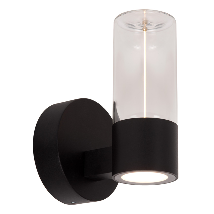 Lucide Essential Filani - Wandlamp binnen/buiten - LED - 1x6,5W - 2700K - IP54 - Zwart