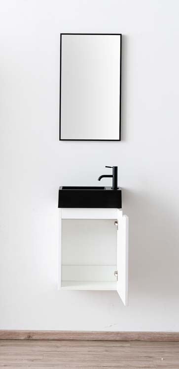 Meuble de toilette Tommy blanc lavabo noir 51x40x22cm