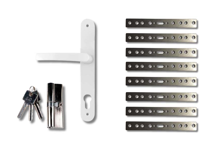 Accessoires pour une porte en PVC simple blanc (cylindre 40/40)