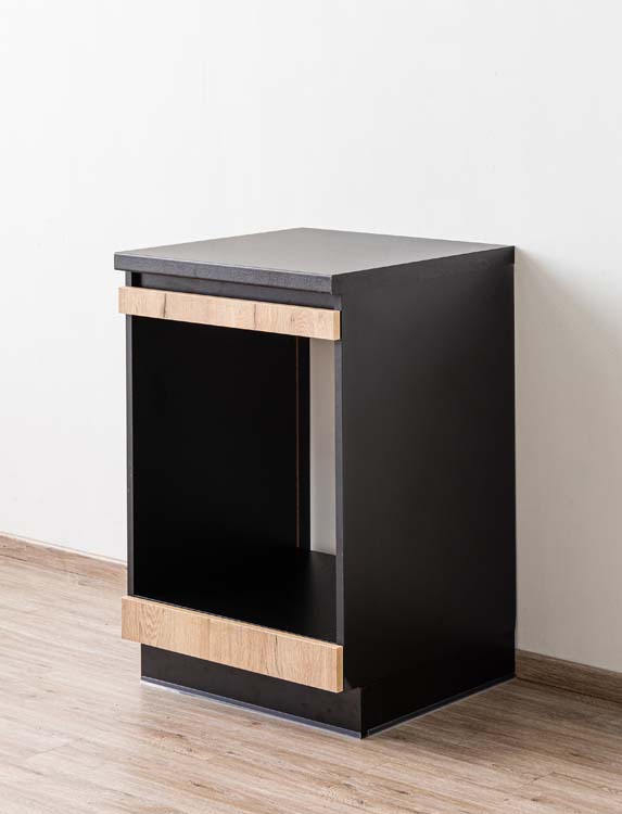 Armoire de cuisine pour four noir-look chêne