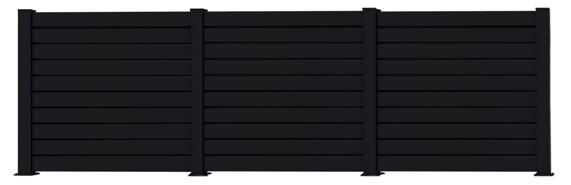 Clôture Havana aluminium noir 3 panneaux 180x636cm