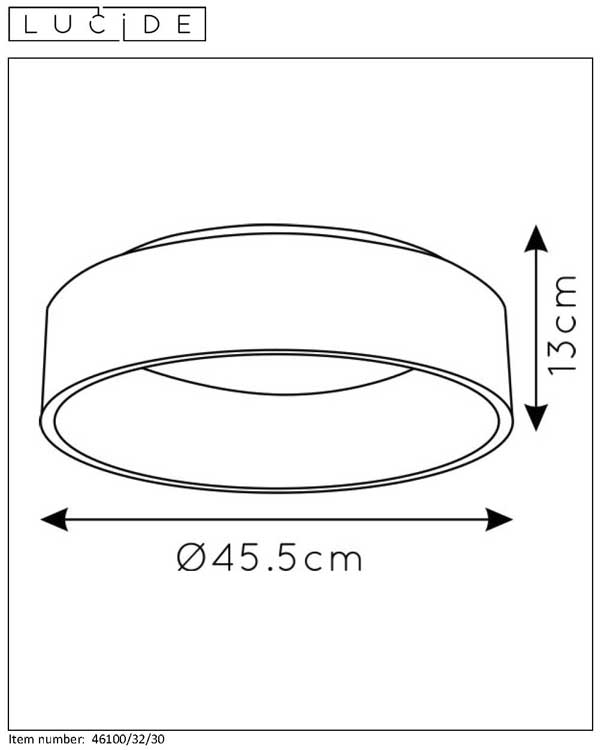 Lucide TALOWE LED - Plafonnière - Ø 45 cm - LED Dimb. - 1x30W 3000K - Zwart