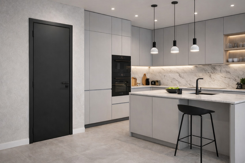 Complete binnendeur Robusto zwart mat 201,5x73cm tubespaan omkeerbaar + deurkast 16,5cm