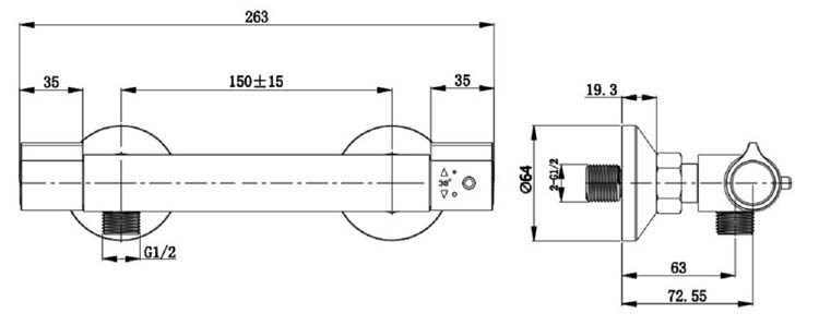 Douchekraan Vincent thermostatisch chroom