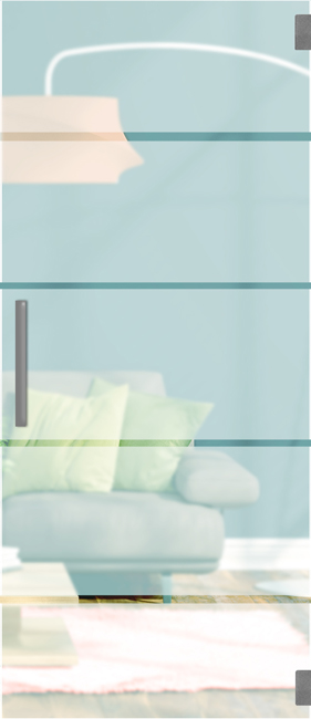 Porte intérieure vitrée complète Skyline Dusk mat + 4 lignes transparantes 73x201cm poignée ronde inox + charnières