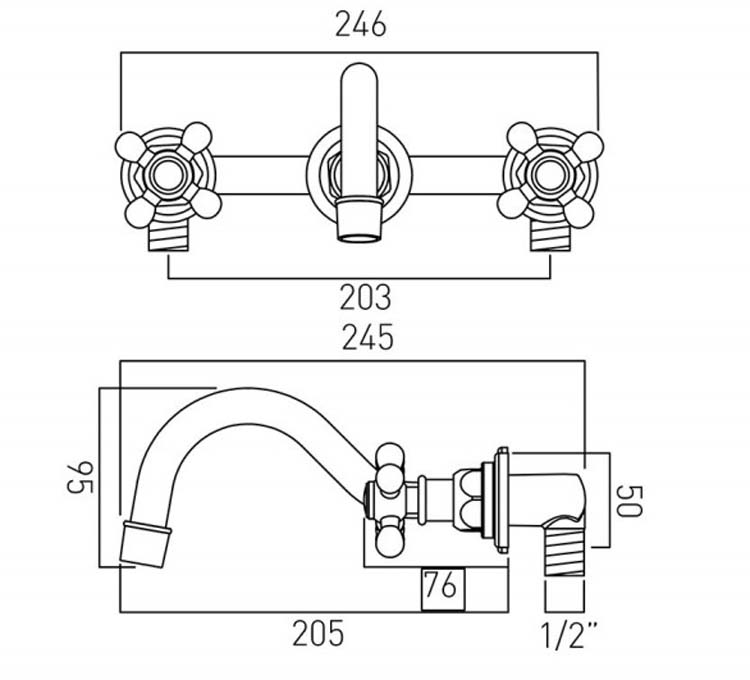 Robinet de lavabo Traditional encastré chrome