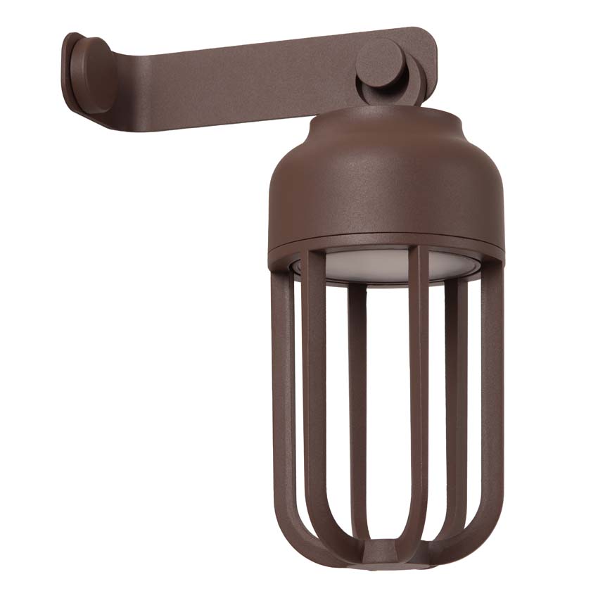 Lucide Essential Wells - Oplaadbare wandlamp binnen/buiten - Accu/batterij - Ø10cm - LED Dimbaar - CCT - 1x5W 2700K/4000K - IP54 - Roestbruin