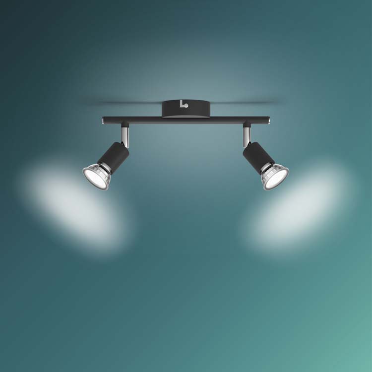 Spot en applique Noir 2x50W
