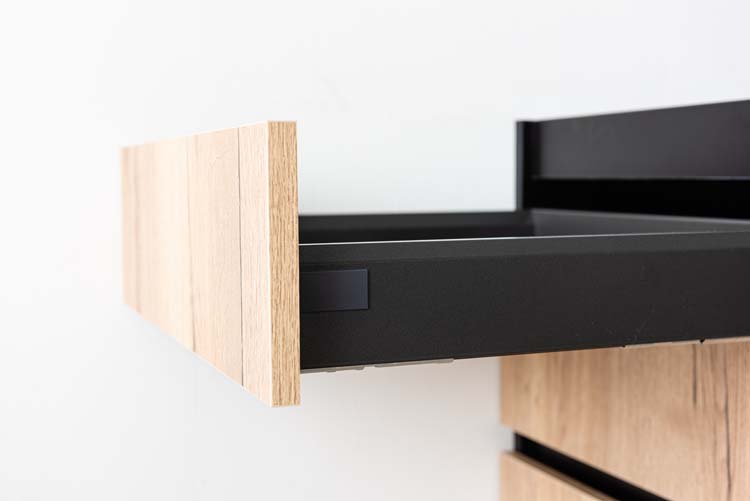 Armoire de cuisine Plenti avec 3 tiroirs noirs/aspect bois 60x78cm