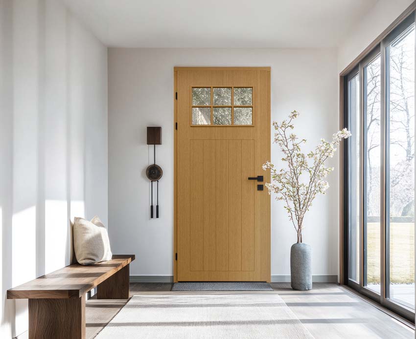 Porte extérieure Alva meranti naturel vitrage clair L980xH2180mm gauche