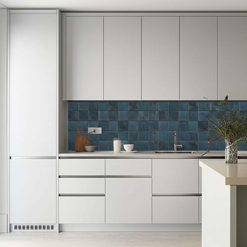 Carrelage mural Cueva carré bleu foncé 30 x 60 cm