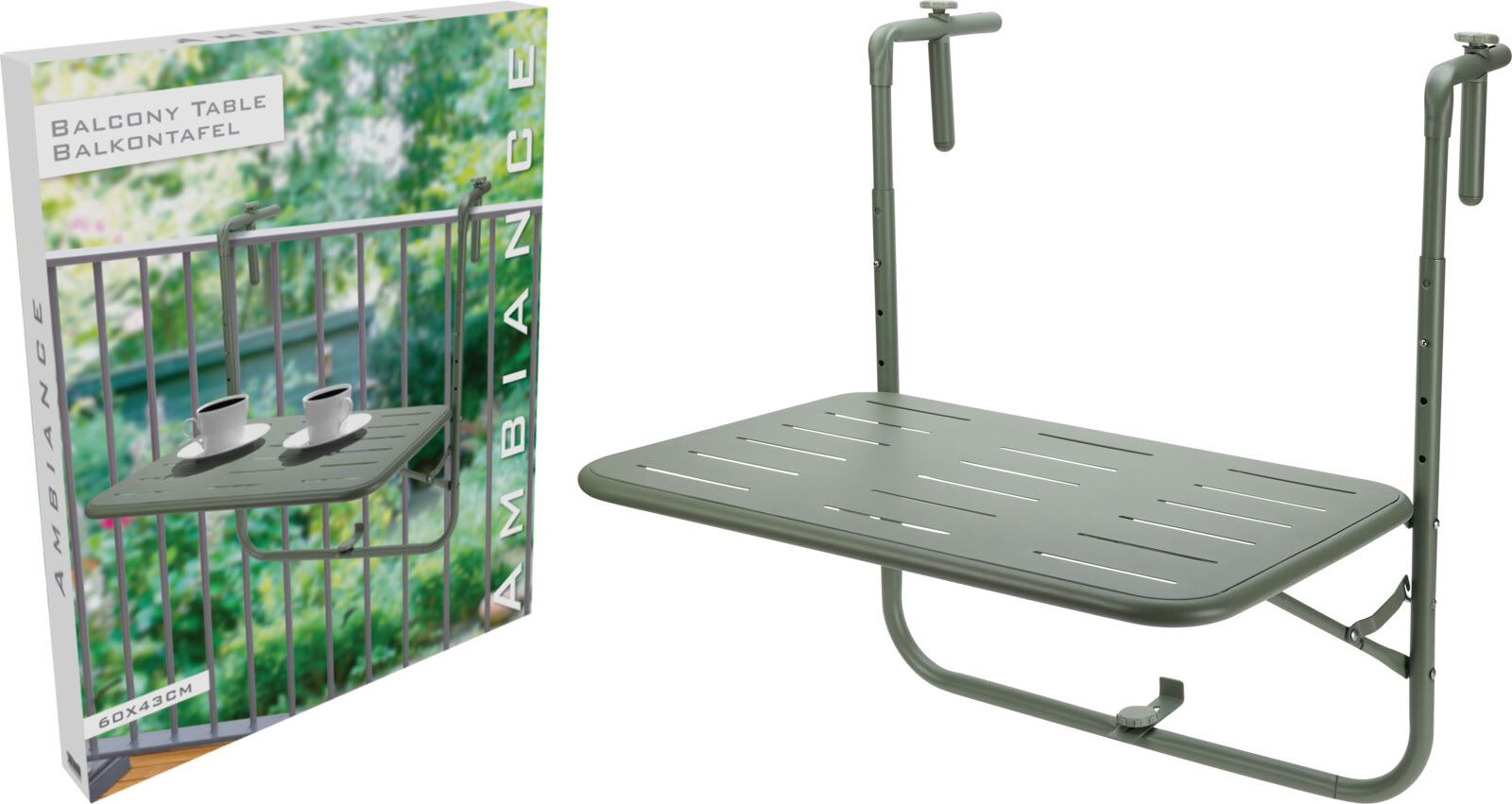 Table de balcon Pedro acier vert 51x5,5x61,5cm