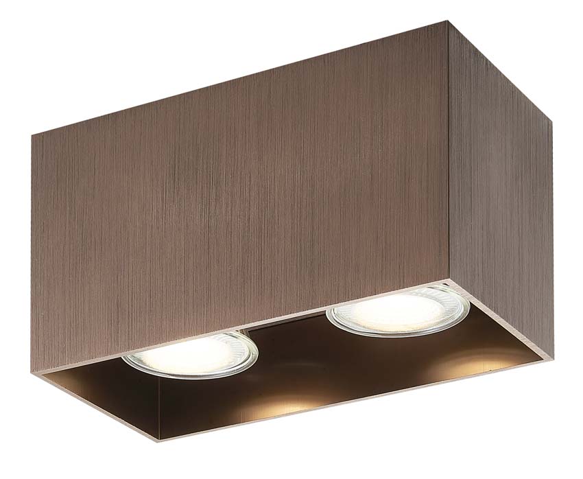 Plafonnier - bronze brossé - 16,5x8,25x9,5cm - dimmable - GU10 - 2x50W