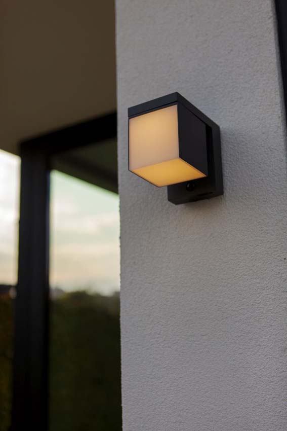 Applique murale extérieur - gris - H13,5cm - LED - 1x9,5W - 3000K - IP54 - détecteur de mouvement