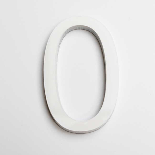 Numéro de maison 0 en PVC blanc 9cm avec bande adhésive