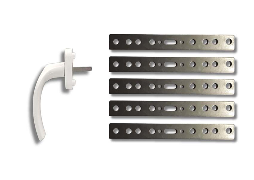 Toebehoren compleet voor PVC schuiframen + raamkruk