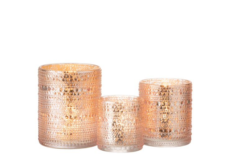 Photophore spheres verre rose H12 cm