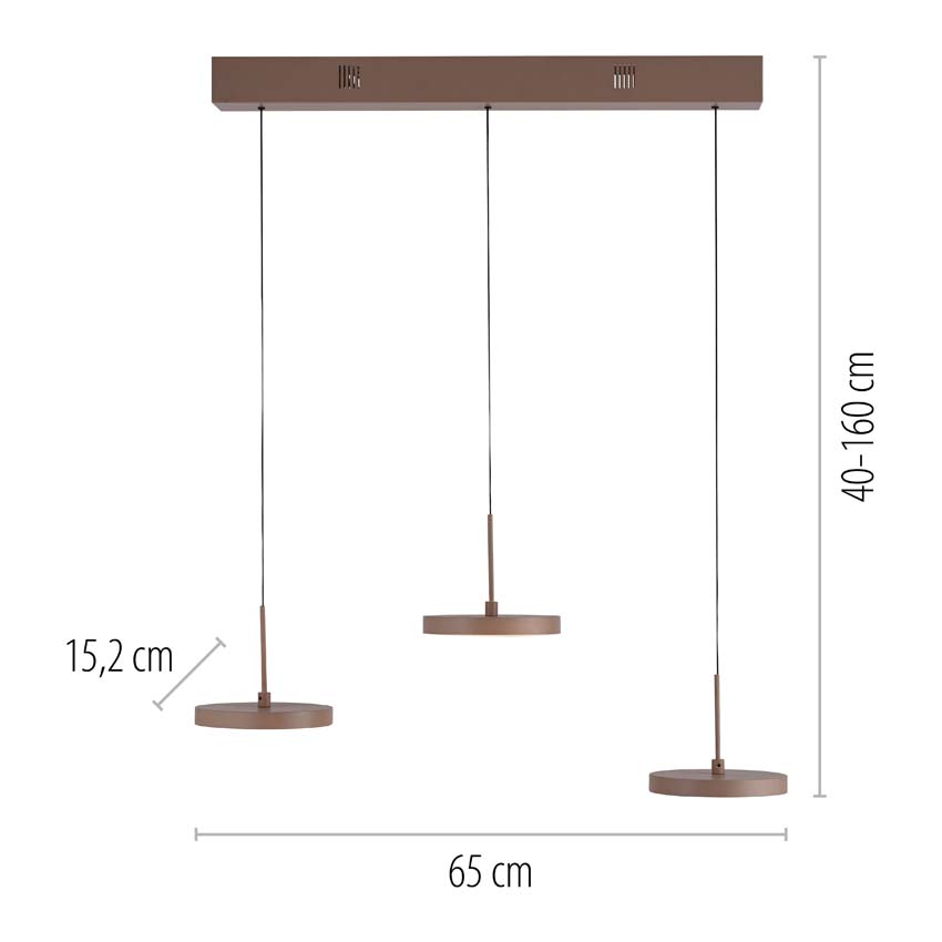 Hanglamp Easy Lift - Zand - 65cm - Dimbaar - 3x6,8W - 3000K