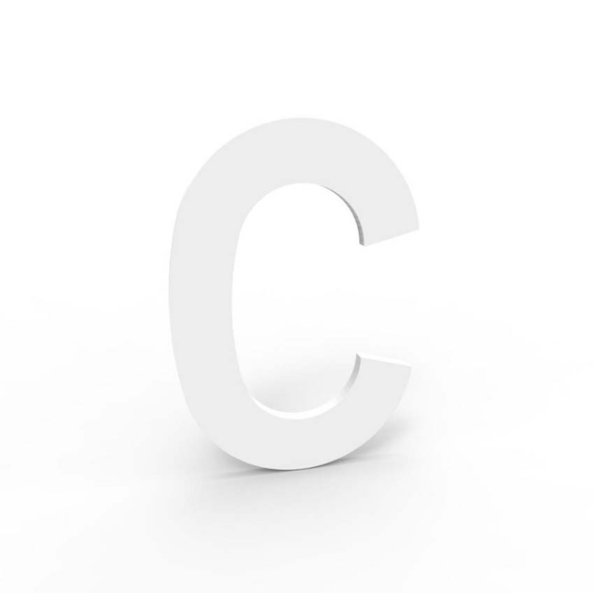 Huisnummer C eSafe aluminium wit 10cm / 1,5mm dikte