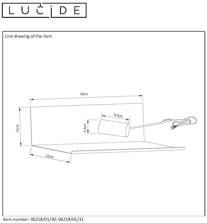 Lucide SEBO - Bedlamp - E27 - Wit