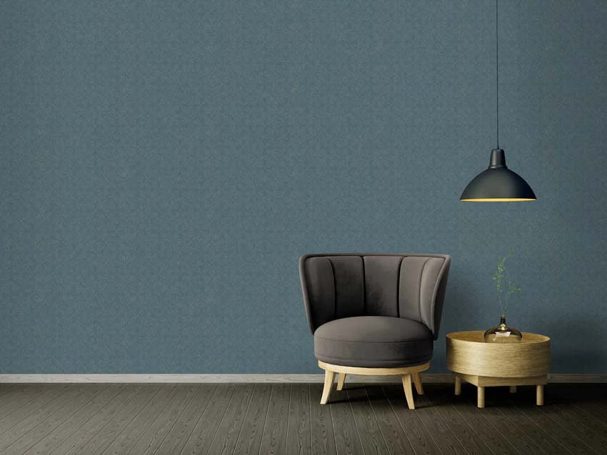 Vinyle sur papier peint intissé fleur argent/pétrole/bleu 0,53x10m