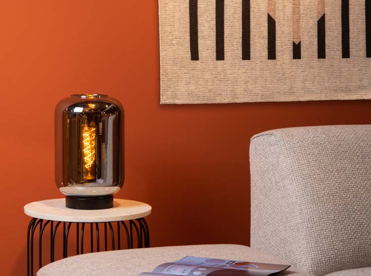 Lampe de table - fumé - Ø22cm - E27 - 40W