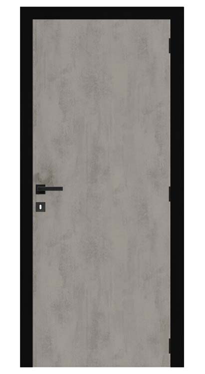 Porte intérieure complète Industrial béton 211,5x93cm tubulaire réversible + châssis noir 40cm