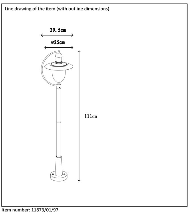 Lucide ARUBA - Lanterne / lampadaire exterieur Extérieur - E27 - IP44 - Rouille