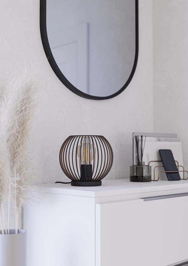 Tafellamp - Zwart/koper - Ø20cm - E27 - 1X60W