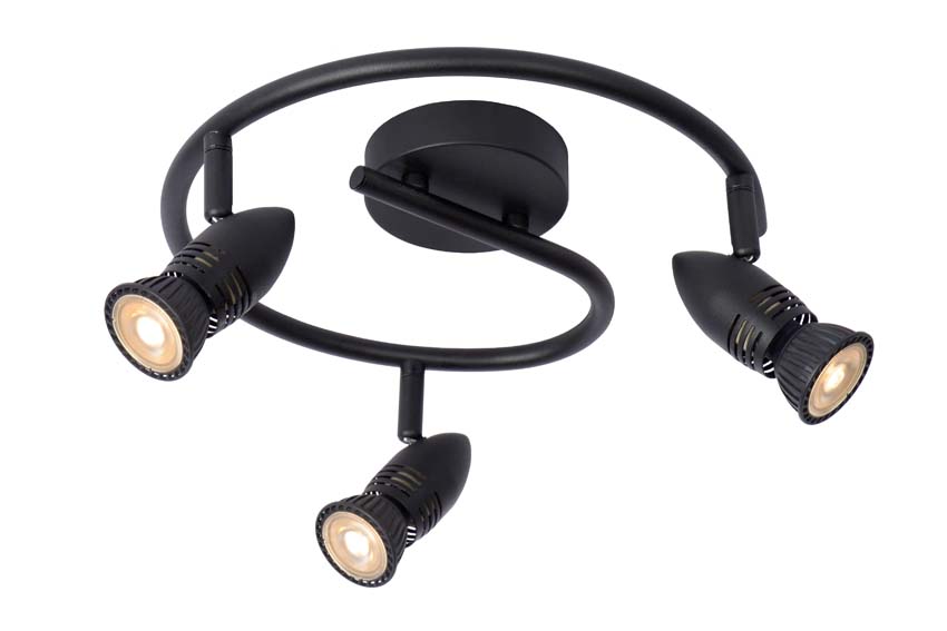 Plafonnier - noir - Ø31cm - 3xGU10 - 15W