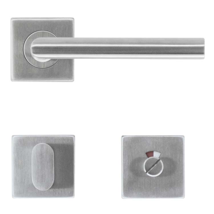 Poignée de porte carré belluno 16mm  inox plus avec serrure toilette