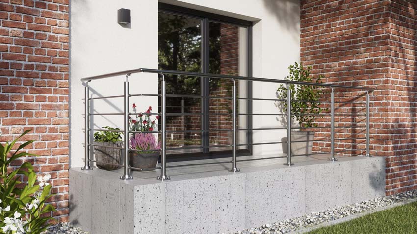 Kit garde-corps Grode aluminium argent 150cm fixation au sol
