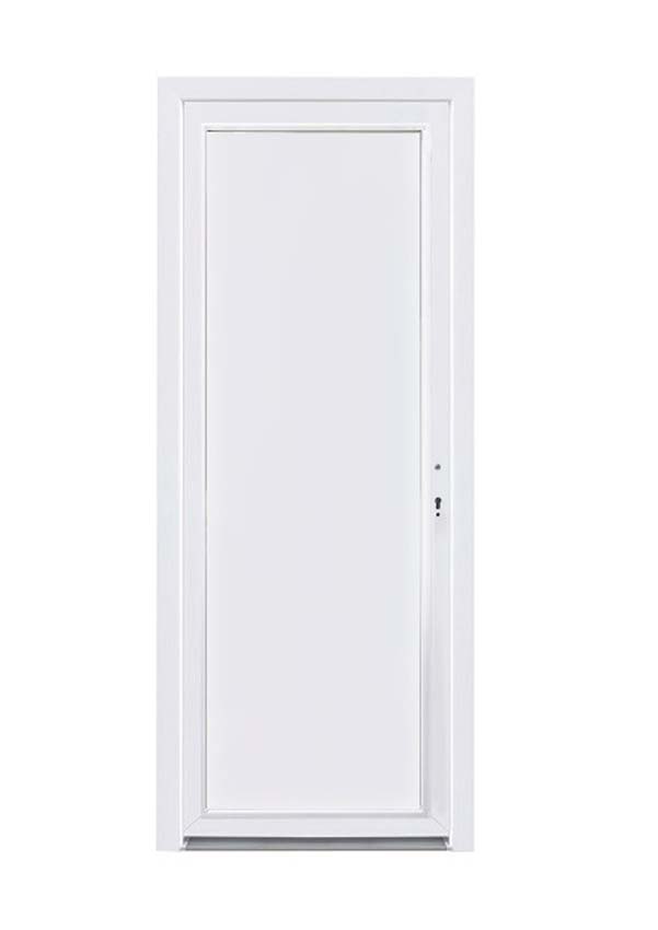 Porte extérieure panneau lisse PVC noir/blanc 980x2180mm ouvrant à gauche Porte extérieure panneau lisse PVC noir/blanc 980x2180mm ouvrant à gauche
