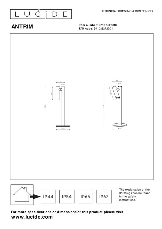 Lucide ANTRIM - Oplaadbare Tafellamp - Accu/Batterij - LED Dimb. - 1x2,2W 2700K - IP54 - Met draadloos oplaadstation - Zwart