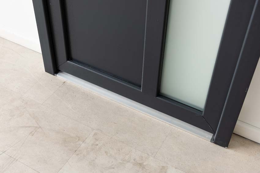 Buitendeur Lumeo PVC mat glas antraciet/wit 1000x2000mm links