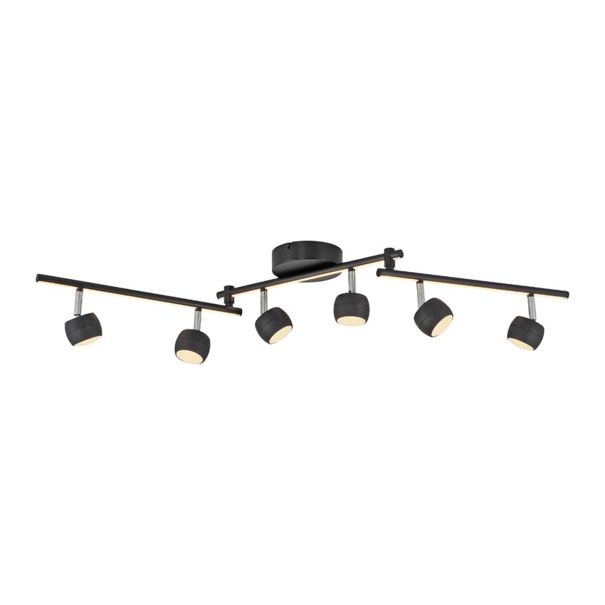 Spot plafond - noir - 40,5-111cm - dimbaar - 6x5,53W - 3000K